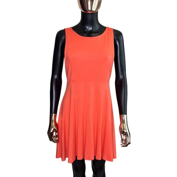 Lulus Sleeveless Coral Skater Dress With Deep V-Back Design Size XL - Picture 2 of 10